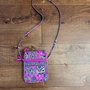 Vera Bradley crossbody small purse bag flower green indigo purple off white